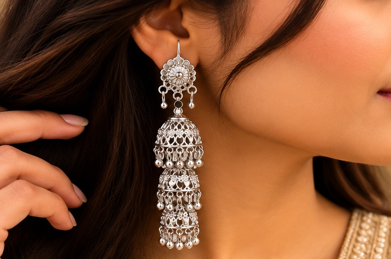 Silver Jhumka 03 - Silver jewellery
