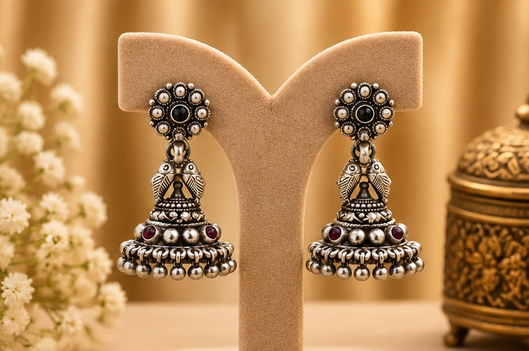Silver Jhumka 04 view 3