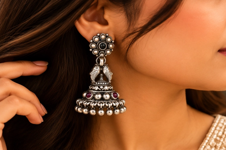 Silver Jhumka 04 - Silver jewellery