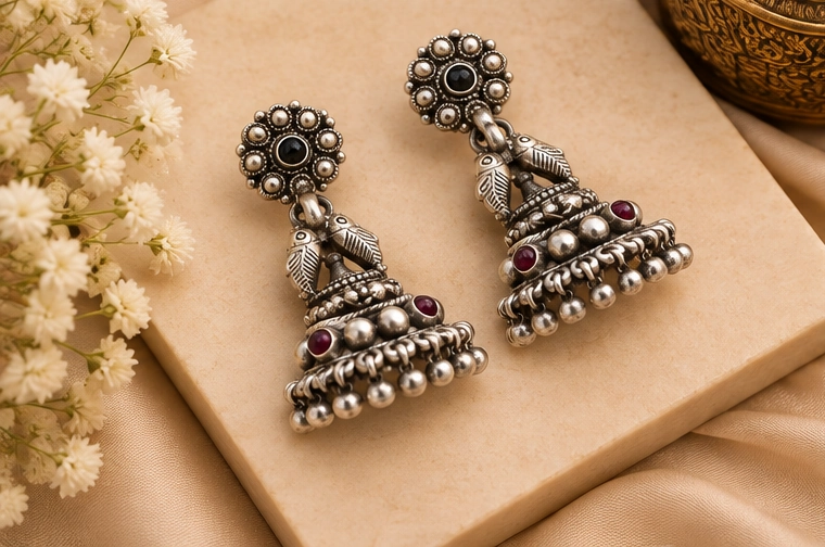 Silver Jhumka 04 view 2