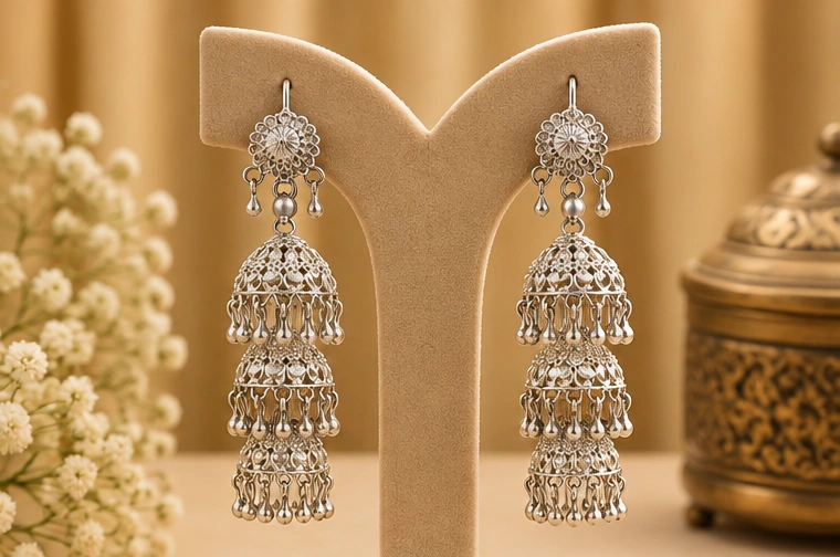 Silver Jhumka view 3